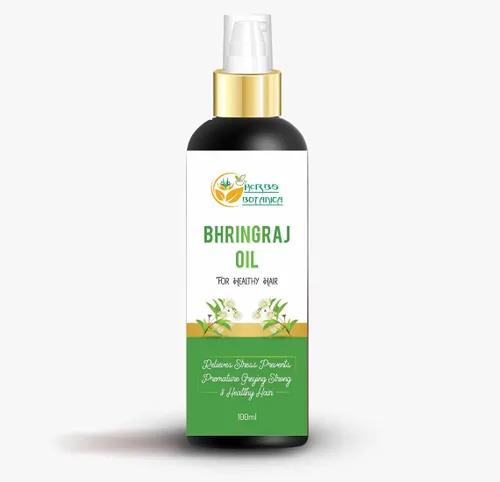 Herbs Botanica Bhringraj Aceite para el crecimiento del cabello, aceite de hierbas ayurvédicas para el cabello con bhringraj, amla, aloe vera,
