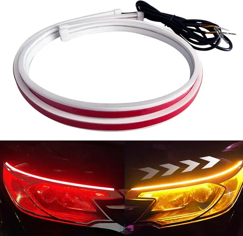 Miniatura 8 de Tira de Luz LED para Faros Delanteros, Tubo de Luz de Tira de 23.6 Pulgadas Impermeable Secuencial con Señal de Giro Fluida, Tira LED DRL Luz