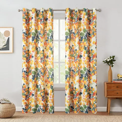 Miniatura 15 de VOGOL - Cortinas Boho, cortinas de ventana con aislamiento térmico y ojales para dormitorio y sala de estar, juego de 2 paneles, 52 x 63 pulgadas