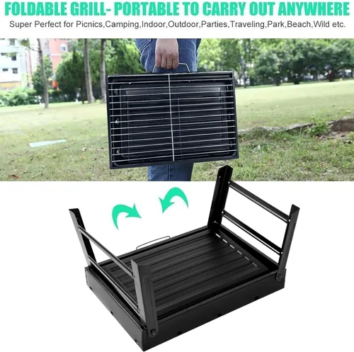 Miniatura 6 de Barbecue Grill, Charcoal Grill Folding Portable Lightweight Barbecue Grill Tools for Outdoor Grilling Cooking Camping Hiking Picnics Tailgating