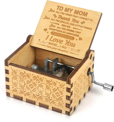 Miniatura 6 de Caja de música de manivela grabada, caja de música