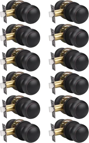 Miniatura 27 de Manija de puerta de acero macizo con diseño de bola antigua, para puerta de trastero, dormitorio, baño 609 Negro