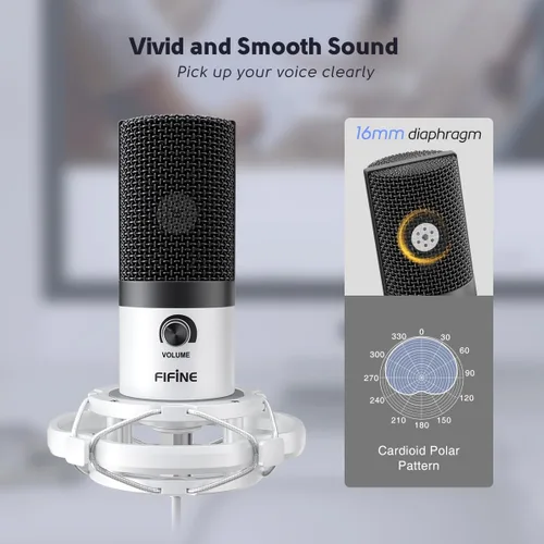 Miniatura 2 de Kit de micrófono de grabación USB FIFINE, micrófono de condensador de estudio para voces, creación de música, voz en off, canto con brazo de boom