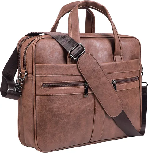 Miniatura 7 de seyfocnia Men's Leather Messenger Bag, Laptop Briefcase Business Satchel Computer
