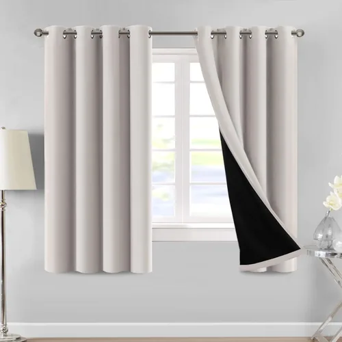 Miniatura 21 de MeilleMaison Paneles de cortina 100 % opacas para ventana de dormitorio, bloqueo de luz completa, de 84 pulgadas de largo, con aislamiento térmico