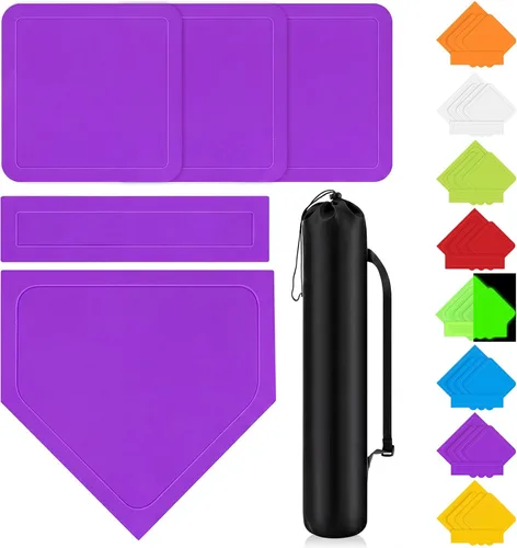Miniatura 12 de Hiboom Juego de 5 bases de béisbol y sóftbol con bolsa de transporte portátil, 3 bases abatibles, 1 placa de inicio, 1 goma de lanzamiento