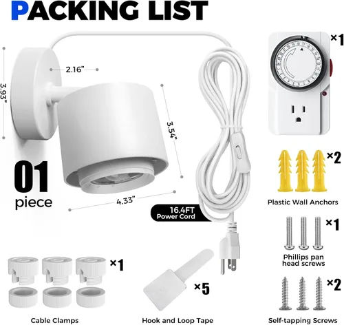 Miniatura 9 de Barrina TR40a - Luz de cultivo de pista para plantas de interior, bombillas de cultivo montadas en pared de 40 W con ángulo de haz ajustable