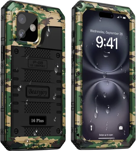 Miniatura 53 de Beasyjoy Funda impermeable para iPhone 12 Pro Max, cubierta protectora de cuerpo completo con protector de pantalla incorporado, resistente a Negro