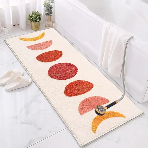 Miniatura 16 de Tapetes de baño bohemios antideslizantes geométricos, alfombras de baño esponjosas, suaves y absorbentes para baño, ducha, lavabo, hogar, entrada, L
