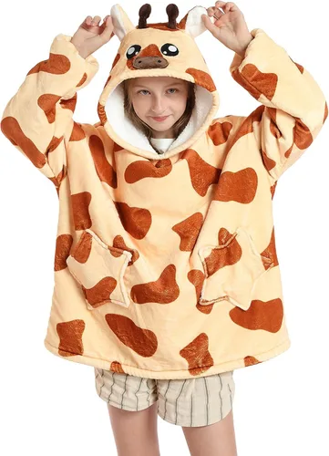 Miniatura 12 de Manta con Capucha Vestible para Niños de 4-12 Años, Manta con Capucha de Animales de Tamaño Grande, Súper Suave, Cómoda, Cálida, Franela de Rainbow