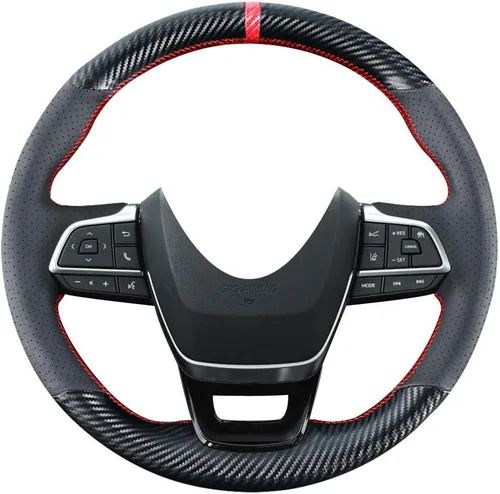 Miniatura 2 de Fundas de volante de fibra de carbono para Toyota Highlander SUV 2020-2025/Sienna Minivan 2021-2025 Coser cuero 15 pulgadas Accesorios interiores