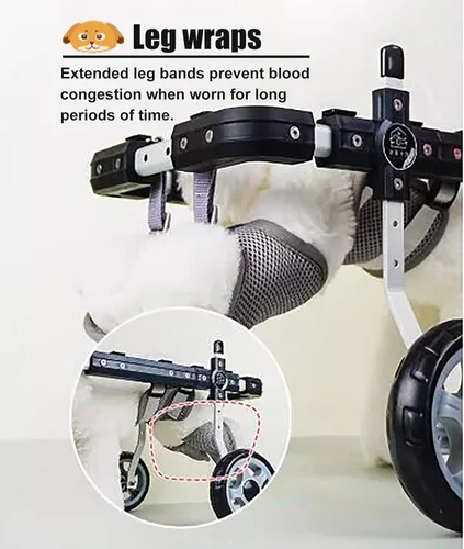 Miniatura 3 de Silla de ruedas ajustable para perros, ayuda de movilidad para patas traseras, cochecito ligero para perros con 4 ruedas, soporte y soporte