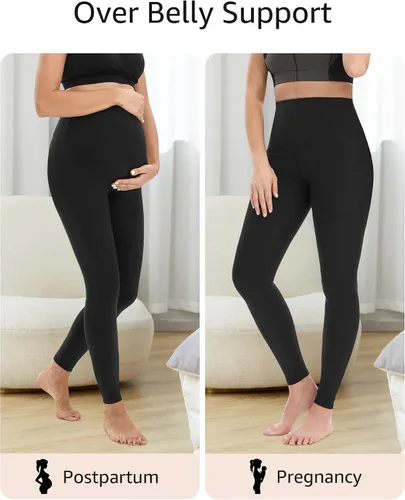 Miniatura 7 de HOFISH Leggings de maternidad para mujer, sobre el vientre, no se transparentan, pantalones de yoga suaves, leggings de entrenamiento activo