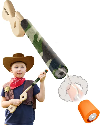 Miniatura 10 de Pistola de Juguete Pop Negra para Niños - Pistolas de Juguete de Madera para Niños de 3-7 Años - Pistola Falsa con Acabado de Madera Resistente