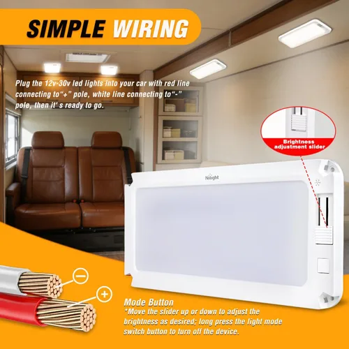 Miniatura 4 de Nilight LED Interior Light 2PCS 12.5 Inch 10W 96LEDs 3 Color Dimmable (3100K-6500K) with Memory Function, 12V-30V Ceiling Lights for RV Camper