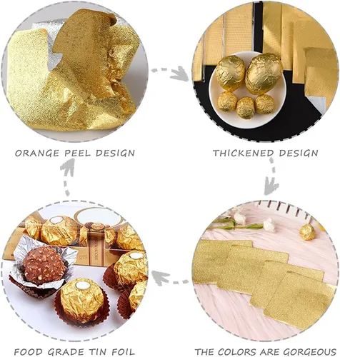 Miniatura 4 de 200 envoltorios de caramelo de aluminio, 4 x 4 pulgadas, paquete cuadrado para embalaje de dulces de chocolate