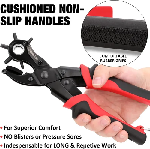 Miniatura 5 de KingTool Juego de perforadores de cuero, perforadora rotativa súper resistente, herramienta para hacer varios tamaños de agujeros