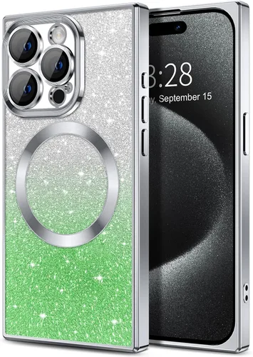 Miniatura 148 de Hython Funda para iPhone 13 Pro transparente con purpurina magnética [compatible con MagSafe] Protector completo de lente de cámara delgado