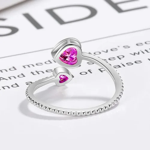 Miniatura 4 de Step Forward - Anillo de plata de ley 925 con piedra de nacimiento para mujer, ajustable, con corazón abierto, constelación, aniversario, regalo