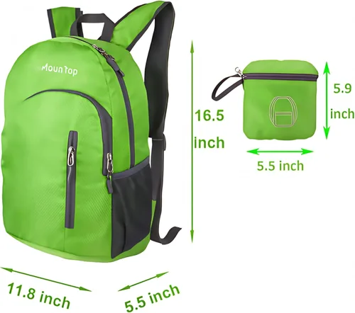 Miniatura 3 de MounTop Mochila resistente al agua plegable ligera al aire libre para viajes senderismo equitación Verde