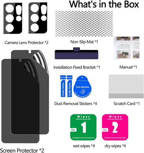 Miniatura 6 de LYWHL Paquete de 2 + 2 protectores de pantalla de privacidad para Samsung Galaxy S21 Ultra [compatible con identificación de huellas dactilares]