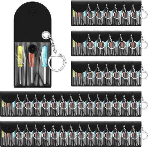 Miniatura 22 de Jutom Juego de 100 mini destornilladores y llaveros a granel, incluye 3 mini destornilladores en una bolsa portátil con broche a presión con gancho