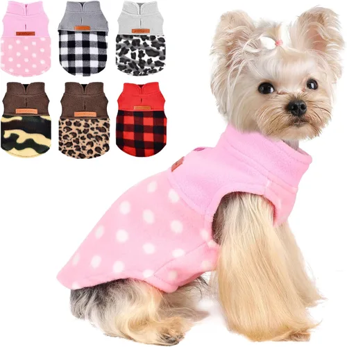 Miniatura 11 de Suéteres para perros pequeños, niño y niña, chaleco de vellón de leopardo chihuahua, suéter elástico para cachorros, ropa para mascotas, suéter