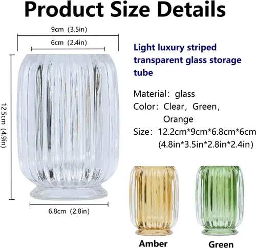 Miniatura 6 de DASITON Organizador de brochas de maquillaje, cepillo de maquillaje cosmético de cristal, soporte de almacenamiento de pinceles de vidrio, florero a