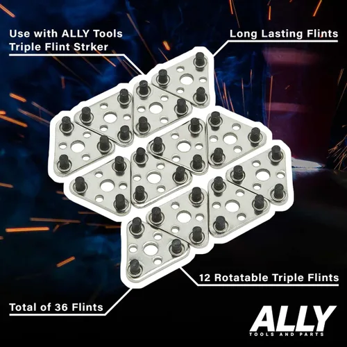 Miniatura 2 de Ally Tools - 12 piezas de repuesto de pedernal triples compatibles con todos los golpes de pedernal triple, pedernales de larga duración
