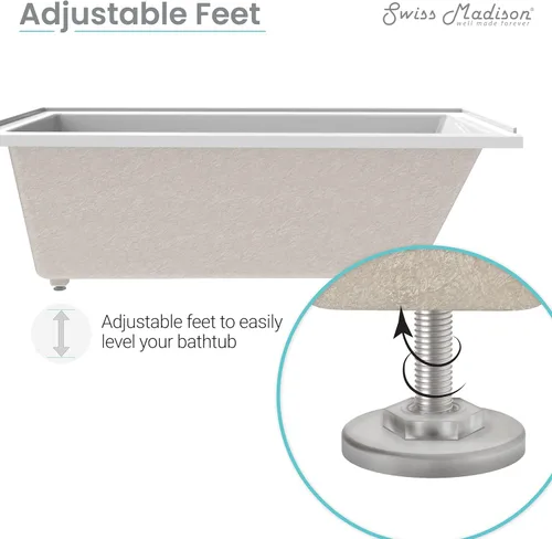 Miniatura 10 de Swiss Madison Voltaire 66" x 32" Bañera de Alcoba con Drenaje de Mano Derecha BLANCO BRILLO