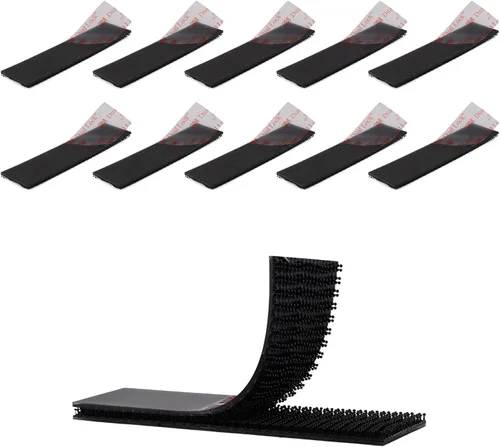 Miniatura 18 de 3M SJ3550 1 x 2 pulgadas, 10 unidades de cierre resellable negro resistente cinta entrelazada en forma de hongo cinta de montaje de gancho adhesivo
