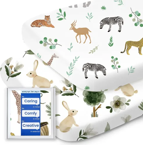 Miniatura 37 de Sábanas de dinosaurio para cuna para niños, sábana bajera ajustable de cuna suave de alta calidad, sábanas de bebé ultra transpirables, sábanas