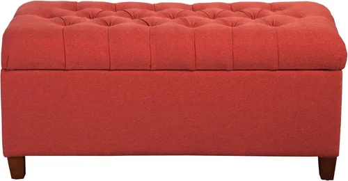 Miniatura 27 de HomePop Decoración del hogar Banco de almacenamiento con botones Banco otomano con almacenamiento para sala de estar y dormitorio, cuero Piel