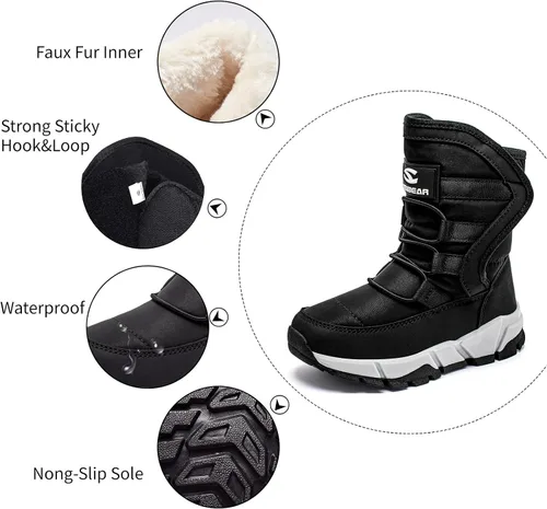 Miniatura 2 de GUBARUN - Botas de nieve para niños, impermeables, antideslizantes, resistentes al frío, zapatos para invierno y climas fríos