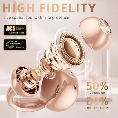 Miniatura 6 de Auriculares con clip, auriculares de oreja abierta, auriculares inalámbricos Bluetooth con clip, auriculares para mujeres, aretes de joyería