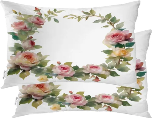 Miniatura 19 de Fundas de almohada con diseño de pinos y pájaros, bayas rojas, hojas de acebo, fondo beige, funda de cojín de mezcla digital, funda de almohada