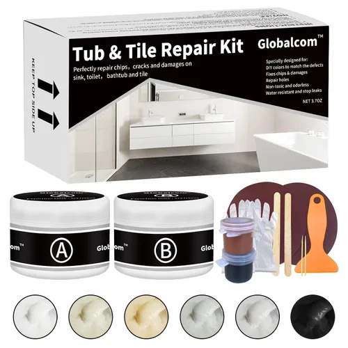 Kit de reparación de ducha de bañera y fibra de vidrio (combinación de color), kit de reparación de porcelana de 3.7 onzas, kit de reparación de