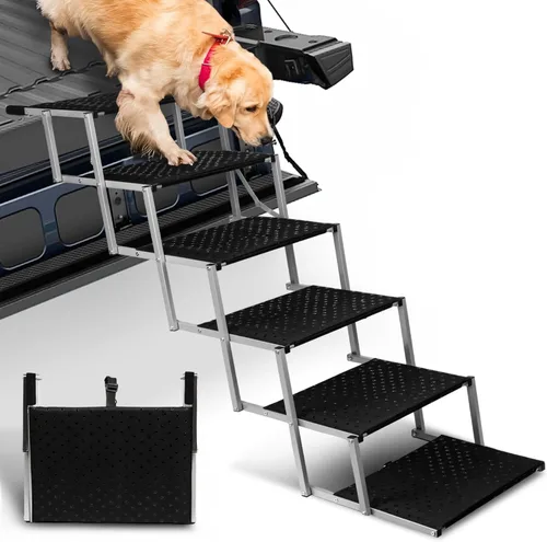 Miniatura 13 de Escaleras para perros para autos, escalones plegables para perros grandes, escaleras portátiles para mascotas para autos, camiones, SUV, rampa
