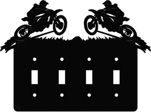 Placa de pared para interruptor de luz cuádruple para motocross todoterreno, para 2 conductores, (palanca cuádruple (v2), color negro
