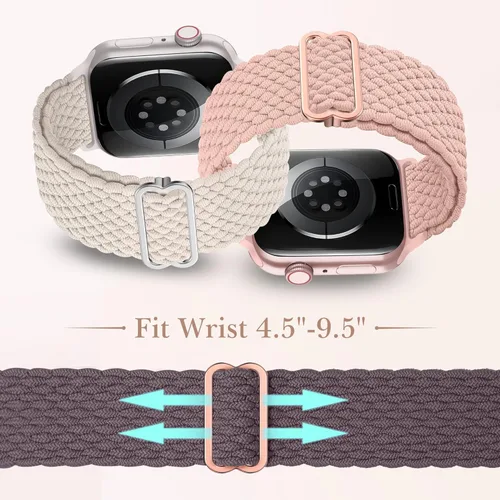 Miniatura 5 de Delidigi Correas elásticas compatibles para Apple Watch de 40 mm, 38 mm, 41 mm, 42 mm, 44 mm, 45 mm, 46 mm, 49 mm, correas de nailon trenzadas