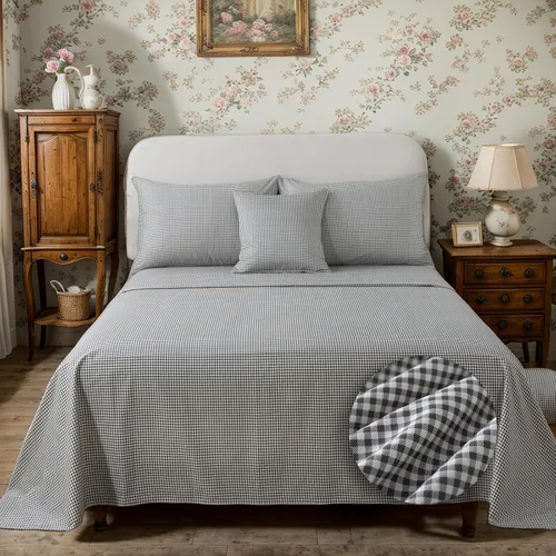 Miniatura 28 de FADFAY Juego de sábanas de cama tamaño King 100% algodón, color verde salvia, patrón floral de rosas rojas de campo francés, ropa de cama de lujo