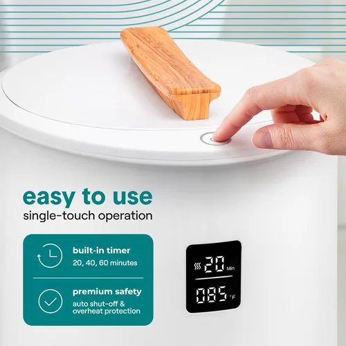 Miniatura 4 de SereneLife - Calentador de toalla con pantalla digital en cubo; calentador de toallas grande de color blanco para spa y baño, regalos de calentador