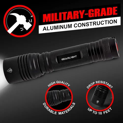 Miniatura 8 de GearLight S2000 - Linterna LED de alto lúmen, súper brillante, potente, táctica de tamaño mediano para actividades al aire libre y uso de emergencia