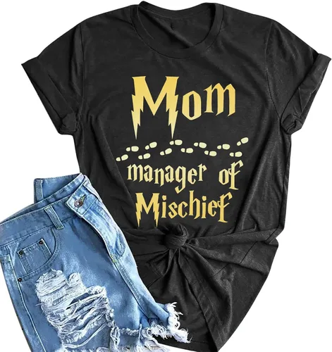 Camiseta divertida para mujer con diseño de gerente de travesuras, camisa fantástica para mamá, camisa mágica de mago, para el día de la madre