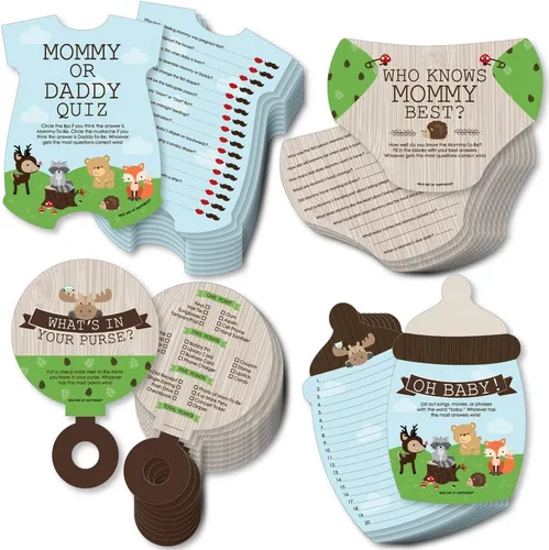 Miniatura 12 de Big Dot of Happiness Baby Boy - 4 juegos azules para baby shower - 10 cartas cada uno - Quién sabe mejor a mami, cuestionario de mamá o papá, qué
