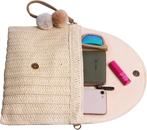 Miniatura 3 de Freie Liebe Bolsos de mano de paja para mujer, bolsos de playa de verano, bolsos de mano tejidos tipo sobre