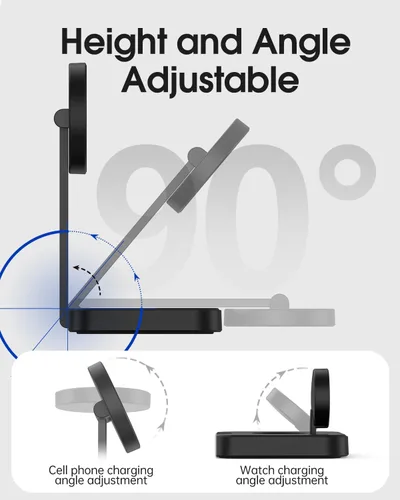 Miniatura 4 de Estación de carga magnética para Apple Watch 11/10/9/8, cargador inalámbrico plegable para iPhone 17 16 15 14 13 Pro Max, soporte de teléfono
