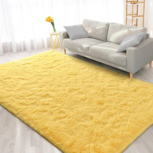 Miniatura 18 de FlyDOIT Alfombras Grandes para Sala de Estar, 5x8 Pies Alfombra Shaggy Teñida con Tie-Dye Gris Oscuro, Alfombras Mullidas Tipo Manta, Alfombras