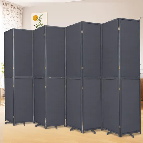 Miniatura 10 de Divisor de pared de bambú de 6 paneles, 106 pulgadas de ancho x 67 pulgadas de alto, diseño plegable con base extra estable, pantalla divisora