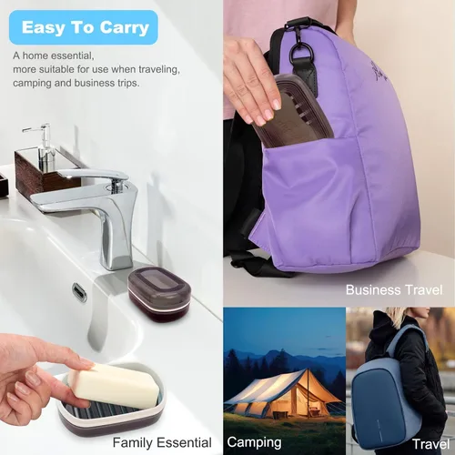 Miniatura 7 de HAYSNA Contenedor de jabón de viaje, soporte para jabón de barra, funda de jabón portátil, jabonera con tapa para viajes, campamento, gimnasio, baño